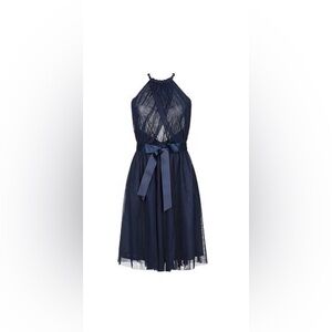 Relished Navy Backless Dress with Ribbon